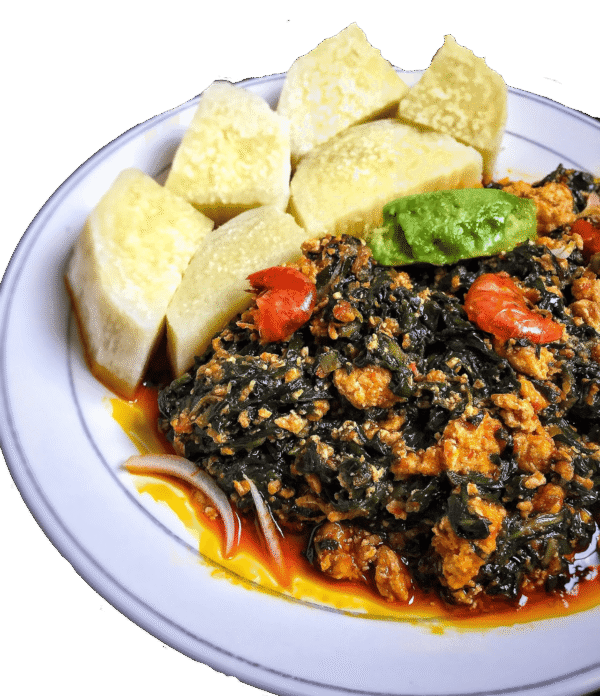 BOILED YAM WITH PALAVA SAUCE