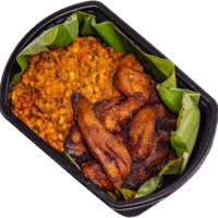 FRIED PLANTAIN WITH RED RED (BEANS STEW