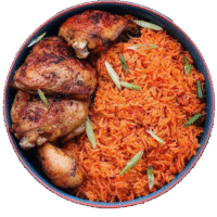 JOLLOF RICE WITH GRILLED CHICKEN OR CHOFI