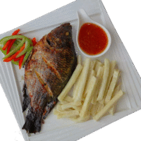 FRIED YAM WITH TILAPIA