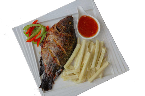 FRIED YAM WITH TILAPIA