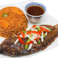 JOLLOF RICE WITH GRILLED TILAPIA